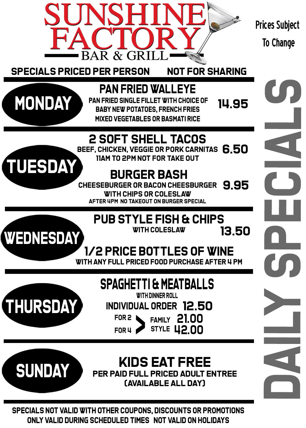 Daily Specials